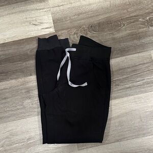 Figs Black Track Pants with White Drawstring